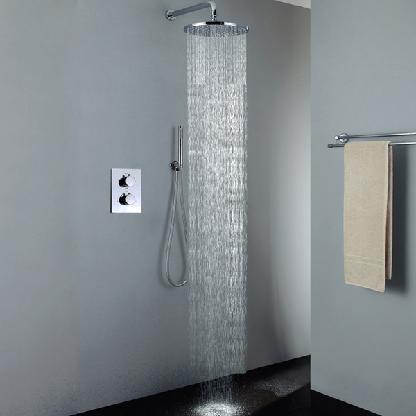 Thermostatic Bathroom Shower Set Chrome Bathroom Rain Shower Head Easy Installation Bath Mixer Fauet With Embedded Box