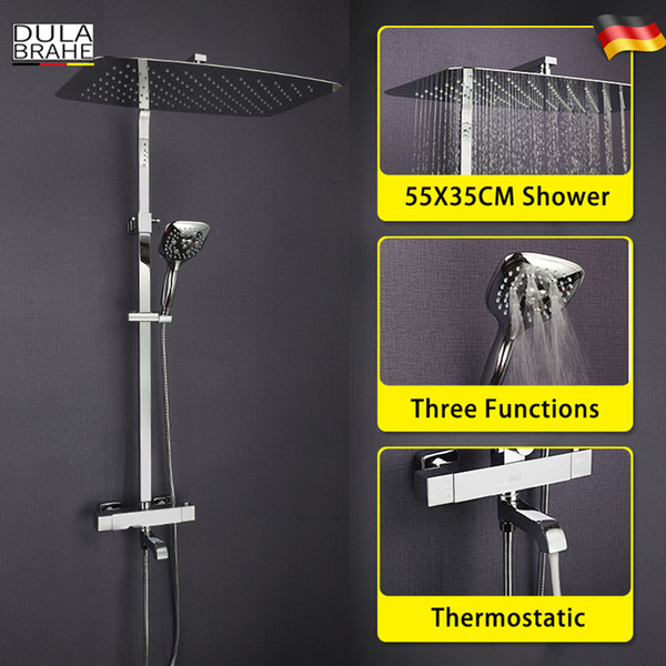 Thermostatic Bathroom Shower Faucet Set Digital Display Panel Intelligent Bath Mixer Smart Rain Waterfall Rain Shower Head