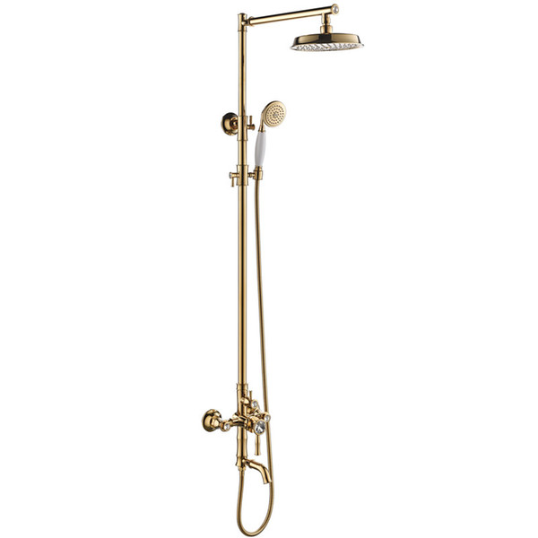 Rolya Luxurious Bathroom Shower Set Wall Mounted Golden Bath Mixer Faucet