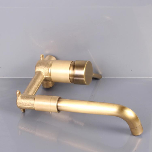 Full brass covertly loaded into wall cold and hot water faucet Brass Nordic wall bathroom washbasin basin faucet