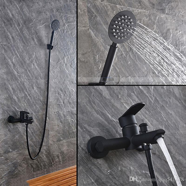 Black color paint bathroom shower set 304 stainless steel material bath faucet with handheld shower head under water outlet