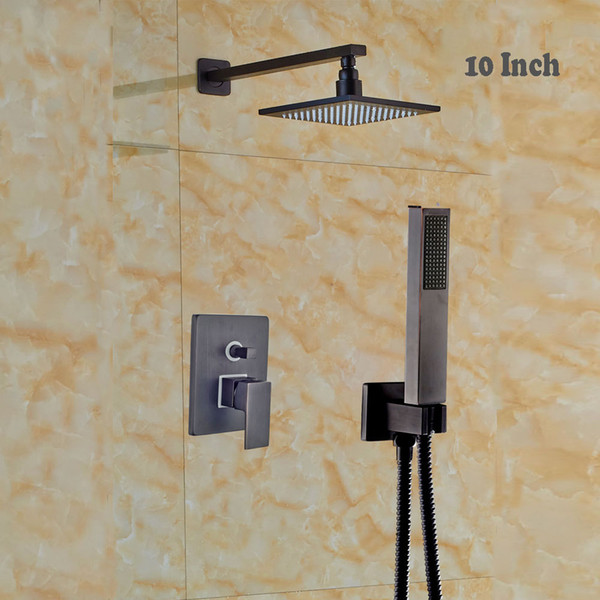 Wall Mount Bathroom Shower Faucet 10 inch Rainfall With Helahand Shower 2-Ways ValveMixer Tap