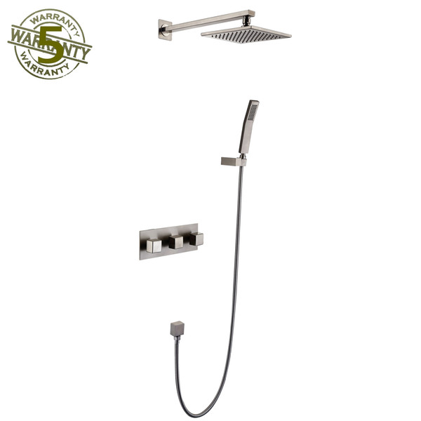 Shower Faucet System Nickel Brushed Finish Mixer 8