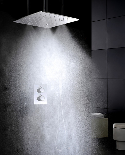 20 Inch Atomizing And Rain Shower Head Easy-Installation Embedded Box Shower Valve Thermostatic Bathroom Shower Faucet Sets 002T-20WMI-F