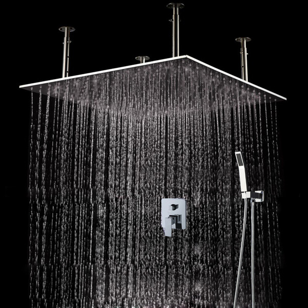 Bathroom use good quality rainfall shower head set 500*500mm square big rain shower head faucet set