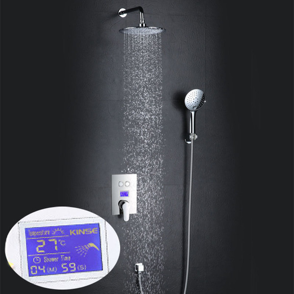 Intelligent Digital Display Bathroom Shower Set 8 Inch Rainfall Shower Head Bath Shower Mixer with Rain