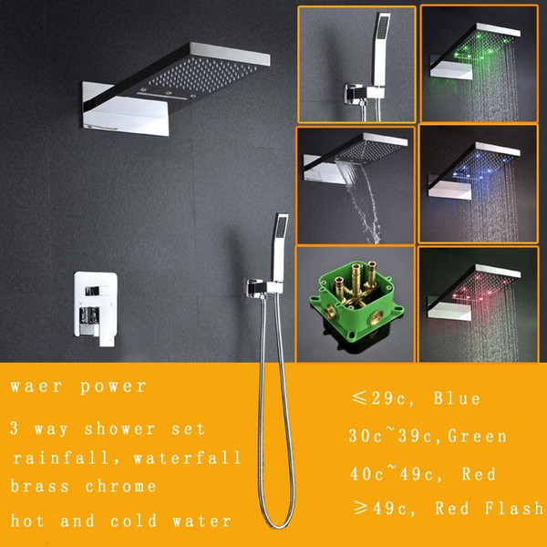 230*554*30mm led shower set with embeded boxes rainfall waterfall shower sets 160313#