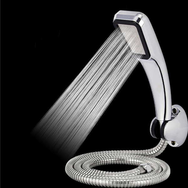 Bathromm Chrome 300 Holes ABS Shower Head Set With Holder And Hose Rainfall High Pressure Shower Head Water Saving