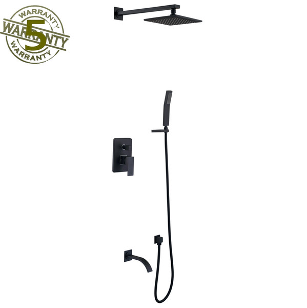 Shower Faucet System Black Finish Mixer 8