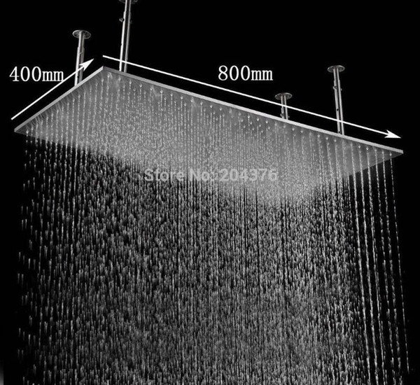 Top sale rectangular 400*800mm brushed rain mist rainfall shower head with arms 161222# 161225