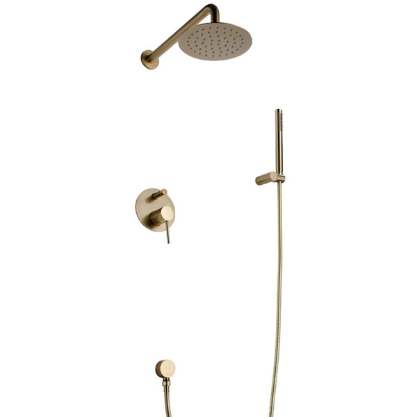 Brass Concealed Shower Set Hot Cold Mix 8/10/12 inch Shower Head with Hand Held Kit, Brushed Gold or Black