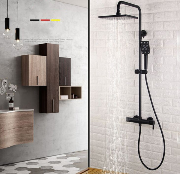 Matt Black 3 Functions Brass Bathroom Shower Set Bath Shower Faucet 9 Inch ABS Shower Head Adjust Arm