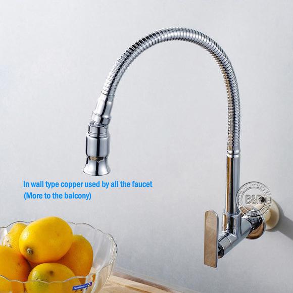 Free Shipping!In wall mounted brass kitchen faucet. fold expansion. DIY kitchen sink tap.Washing machine faucet 1pcs BR-9104