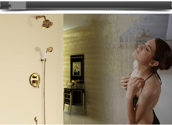 Shipping free Unique European style Brass Round rainfall shower Brass Handheld in-wall mounted concealed shower set 7020