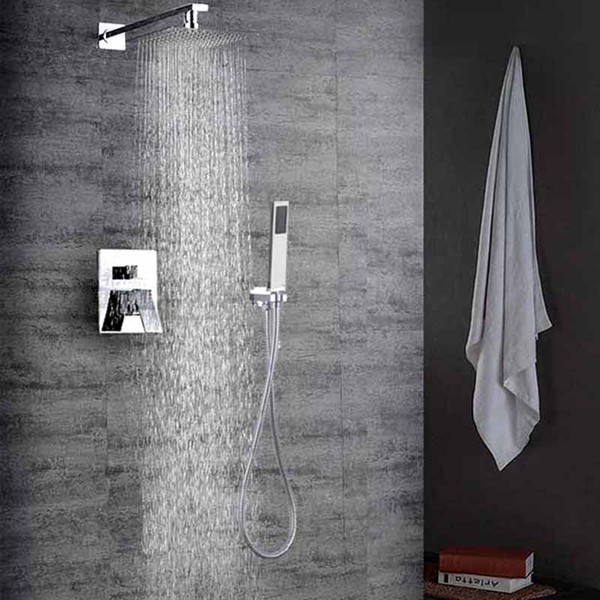 2017 Quality Bathroom Shower Faucets Set Square Wall Mounted Shower Bath Rain Fall Tub Hot And Cold Shower 304 SUS & Brass