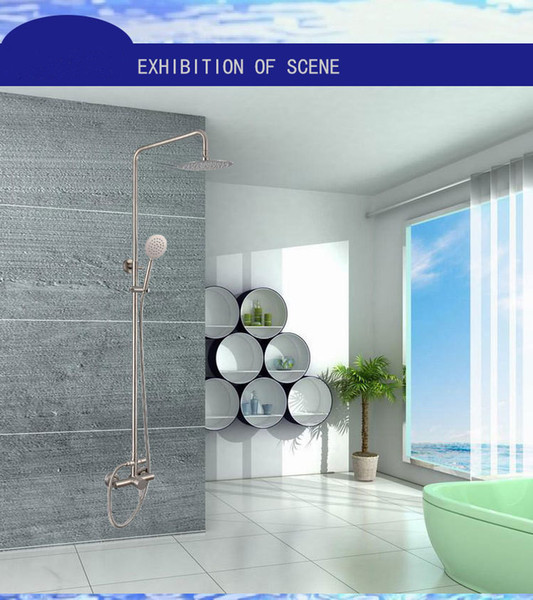 Stainless Steel Bathroom Shower Sets Two showers one on top one on hand, round style wholesale and retail