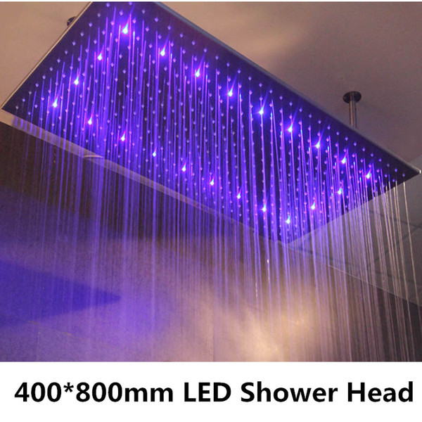 Fashion Bathroom shower Faucet 400*800mm 304SUS Brush Shower System With LED Color Sensor Two Function Shower Mixer Set Ducha