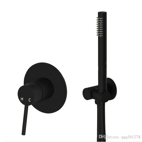 Brass Black Hand Held Shower Set Bathroom Shower Diverter Mixer Valve And Holder Hose Water Saving Shower Heads