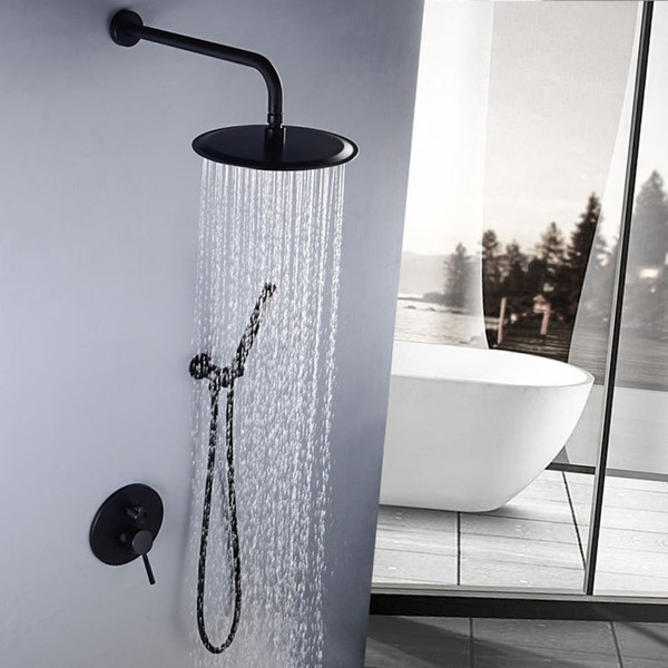 europe style black rain shower set easy install in wall 8/10/12