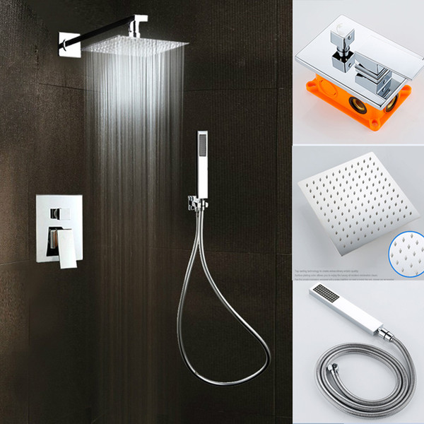 2017 Modern Bathroom Shower Kits Corner Rainfall Bath and Shower Set Units Hot and Cold Shower Mixer Embedded Box