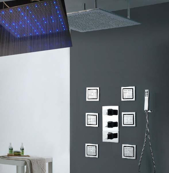 40 inches luxury wall mounted rainfall shower with 4 inches body shower jets led rainfall shower set 160305#