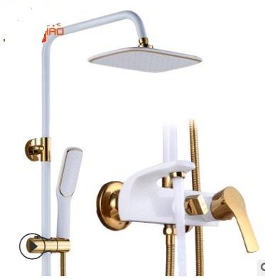 Full copper white European baked paint shower shower set r pressure shower