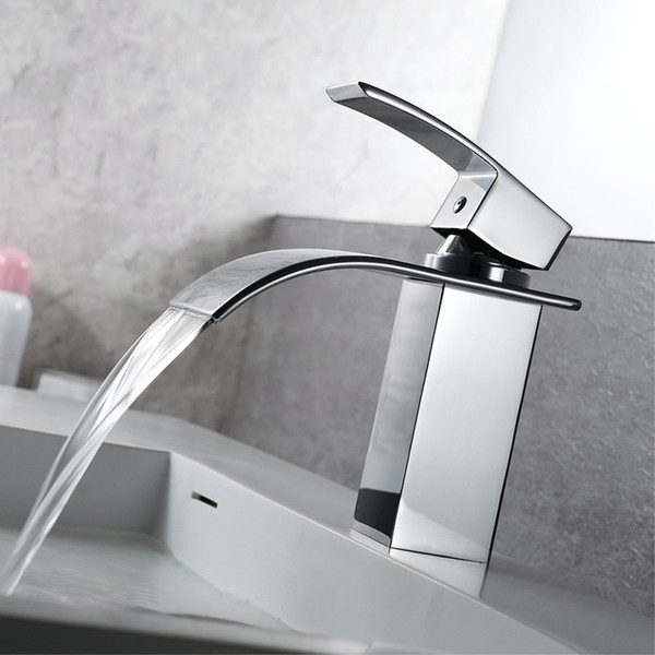 Bathroom Basin Sink Faucet Waterfall Basin Taps Chrome Polish Single Handle Single Hole Mixer Tap Deck Mounted