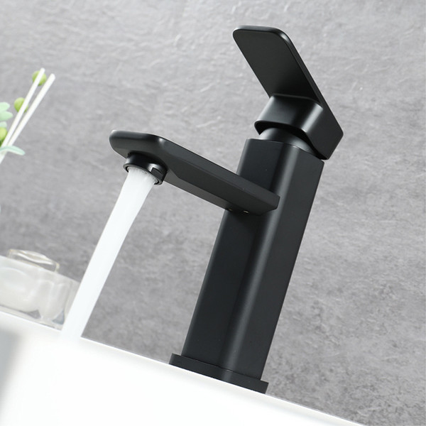 Basin Faucets Brass Deck Mounted Bathroom Sink Faucets Single Hole Hot And Cold Water Mixer Black Basin Tap Single Handle