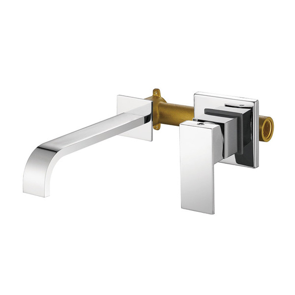 Brass Single Handle Wall Mounted Bathroom Sink Faucet Hot & Cold Basin Faucet Chrome Tap In-wall Mounted Faucets