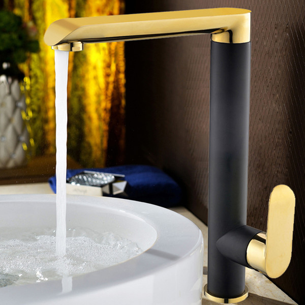 3 Colors Basin Faucets Brass Faucets Black Golden Finished Bathroom Faucet Mixer Tap Single Handle Hot and Cold Taps With Water Pipes