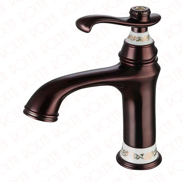 ROLYA Single Handle ORB Bathroom Sink Faucet Basin Mixer Tap Luxurious Ti-Golden