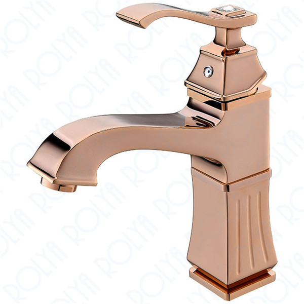 ROLYA Single Handle Bathroom Faucet Basin Sink Mixer Tap Luxurious Rose Golden