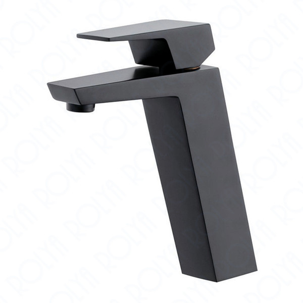 ROLYA Matte Black Tall Bathroom Faucet Basin Sink Mixer Tap High Body Chrome Finish