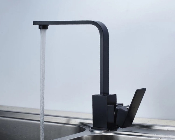 Kitchen Faucets Brass Kitchen Sink Water Faucet 360 Rotate Swivel Faucet Mixer Single Holder Single Hole Black Mixer Tap