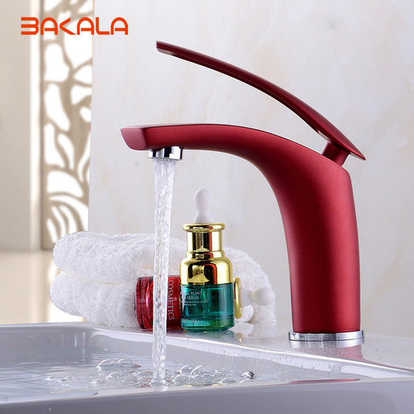 BAKALA Bathroom Faucet red/black/gold/green paint Finish Brass Basin Sink Faucet Mixer Tap Single Handle