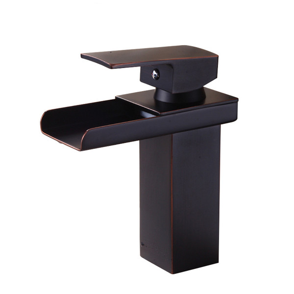 Waterfall Bathroom Faucet Single Handle One Hole Deck Mount Lavatory Oil-Rubbed Bronze