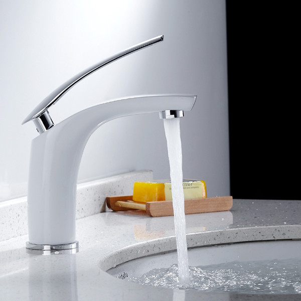 Basin Faucets White/Chrome/Black Waterfall Bathroom Faucet Single handle Basin Mixer Tap Bath Brass Sink Water