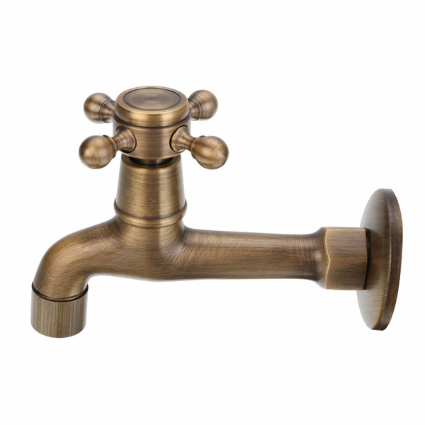 Wholesale-1pc Antique Brass Decorative Faucet Wall Mounted Kitchen Bathroom Single Faucet Tap Mayitr New