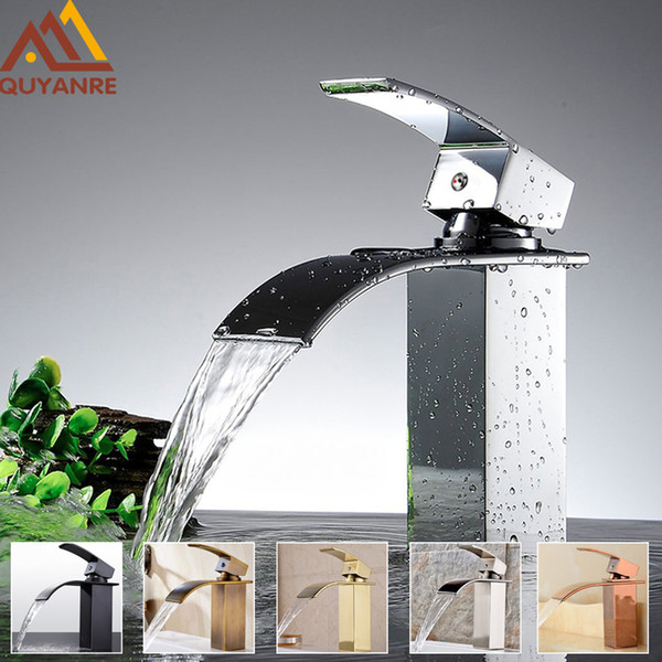 Wholesale And Retail Free Shipping Modern chrome Waterfall Spout Basin Faucet Single Handle Deck Mounted Mixer Tap