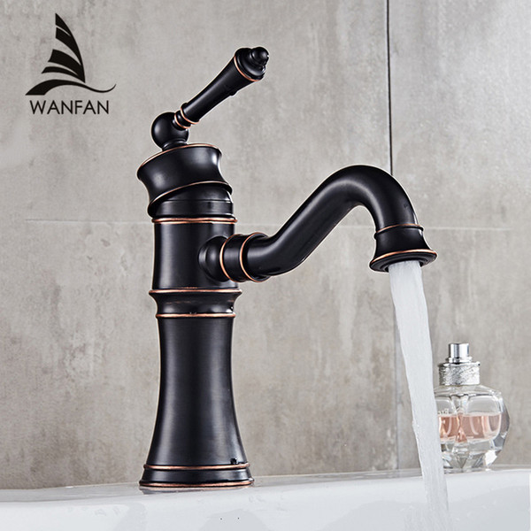 Basin Faucets Black Copper Bathroom Faucet Mixer Vintage Hot And Cold Cock Wash Basin Mixer Tap Sink Single Handle Crane 58805