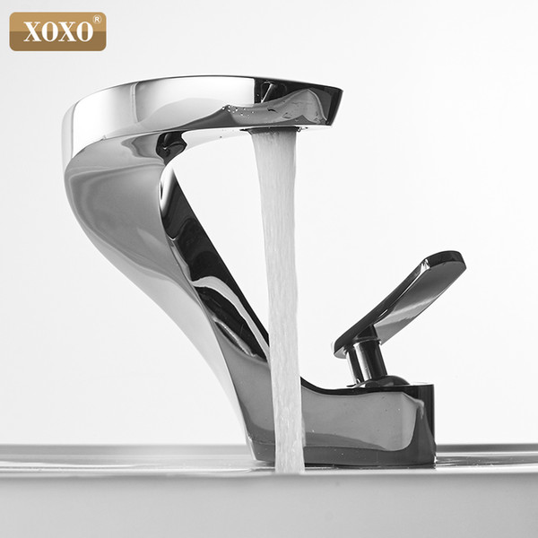 XOXO Basin Faucet Cold and Hot Waterfall Contemporary Chrome Brass Bathroom basin sink Mixer Deck Mounted waterfall Tap 21045