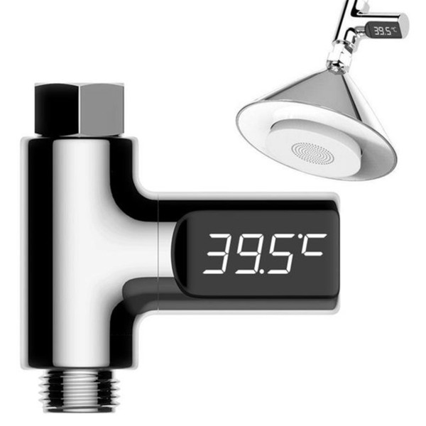 LED Display Home Water Shower Thermometer Flow Water Temperture Monitor Battery Free Led Display Water Shower Thermometer VB