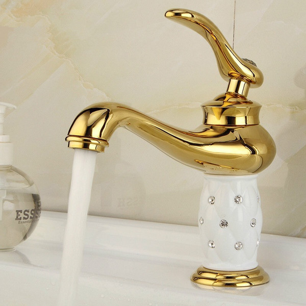 ZGRK Basin Faucets Diamond Bathroom Faucet Gold Mixer Tap Single Handle Hot Cold Washbasin Tap Yorneiras