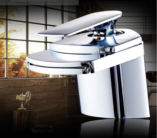 new modern waterfall basin mixer one handle brass material chromed popular for Europe market basin faucet