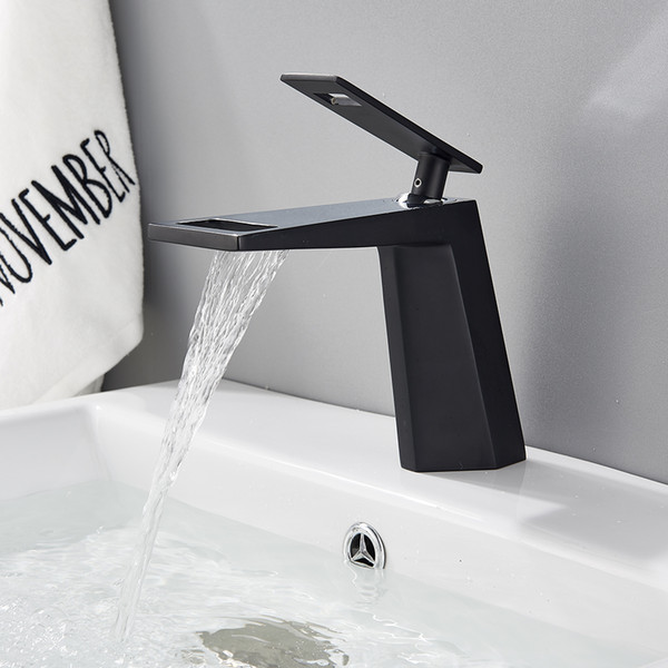 Solid Brass Bathroom Basin Faucet Matt Black/Black Bronze Vanity Sink Mixer Tap Deck Mounted Hot and Cold Water