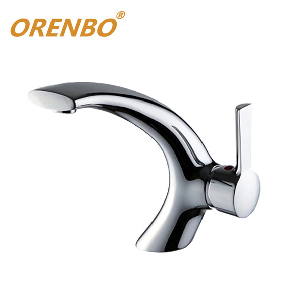 ORENBO Creative Water Faucet Basin Faucets Chrome Brass Single Handle Hot and Cold Water Tap Human Streamlined mixer