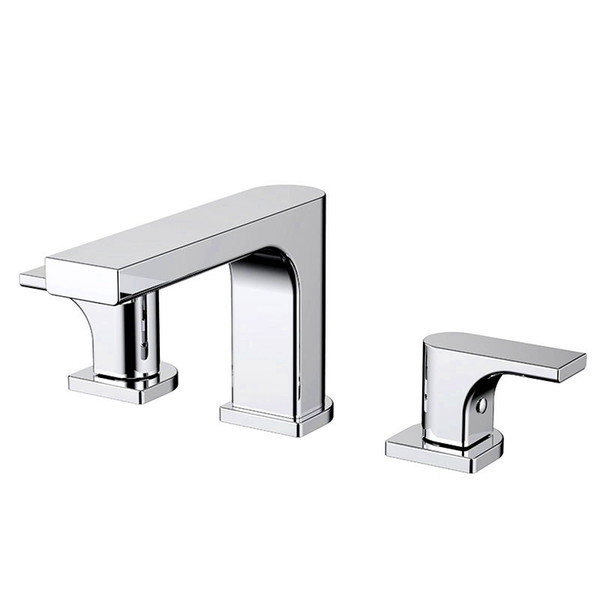 Deck Mounted Widespread Bathroom Basin Faucet Chrome Plated Brass Dual Handle Three Holes Water Mixer Tap