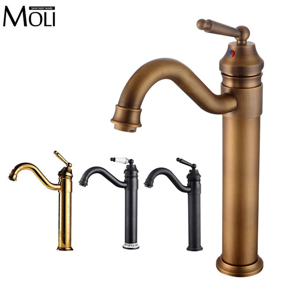 Wholesale- Vintage Style antique faucet black and army green tall bathroom faucets brass finish washbasin taps