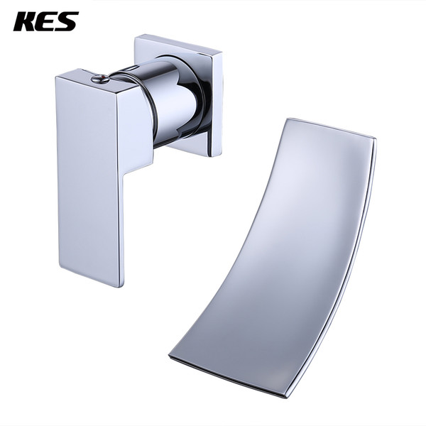 KES L3200/-2 Single Handle Wall Mount Widespread Waterfall Bathroom Vanity Sink Lavatory Faucet, Chrome/Brushed