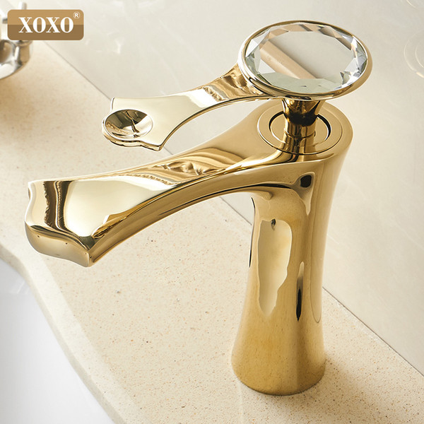 XOXO Basin Faucet Cold and Hot Diamond Golden Black Single Handle Single Hole Bathroom Sink Faucets Deck Mounted Mixer Tap 20085